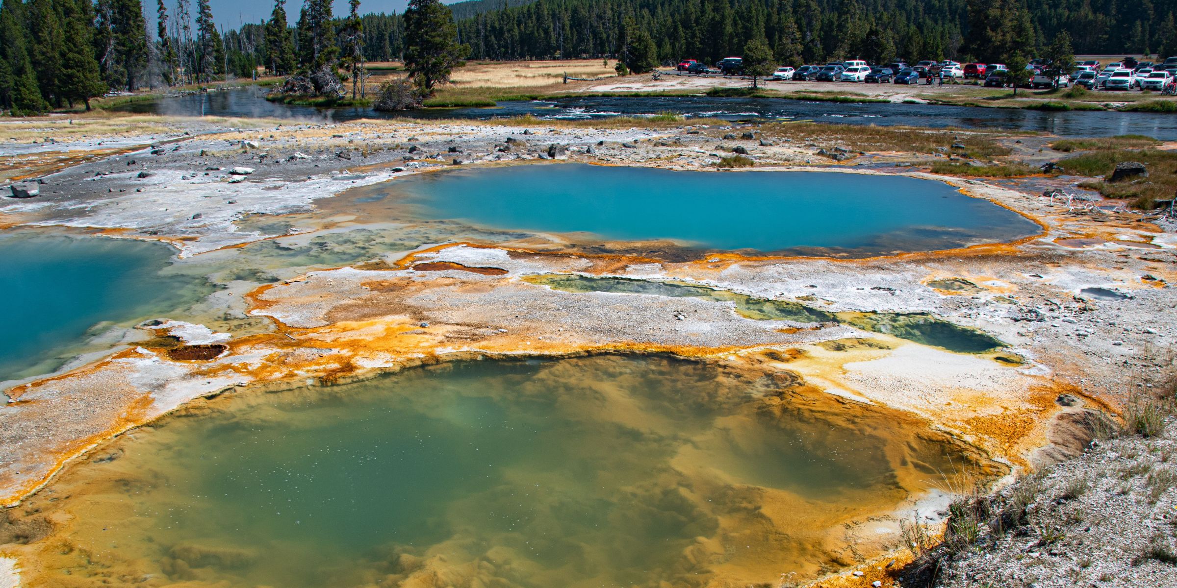 Aerial view of hot springs at Yellowstone National Park | Source: Pexels