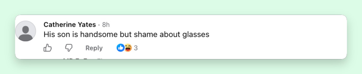 A different social media user praised Paris's appearance but was less impressed by the red-tinted glasses he wore to the event. | Source: Facebook/smooth.radio