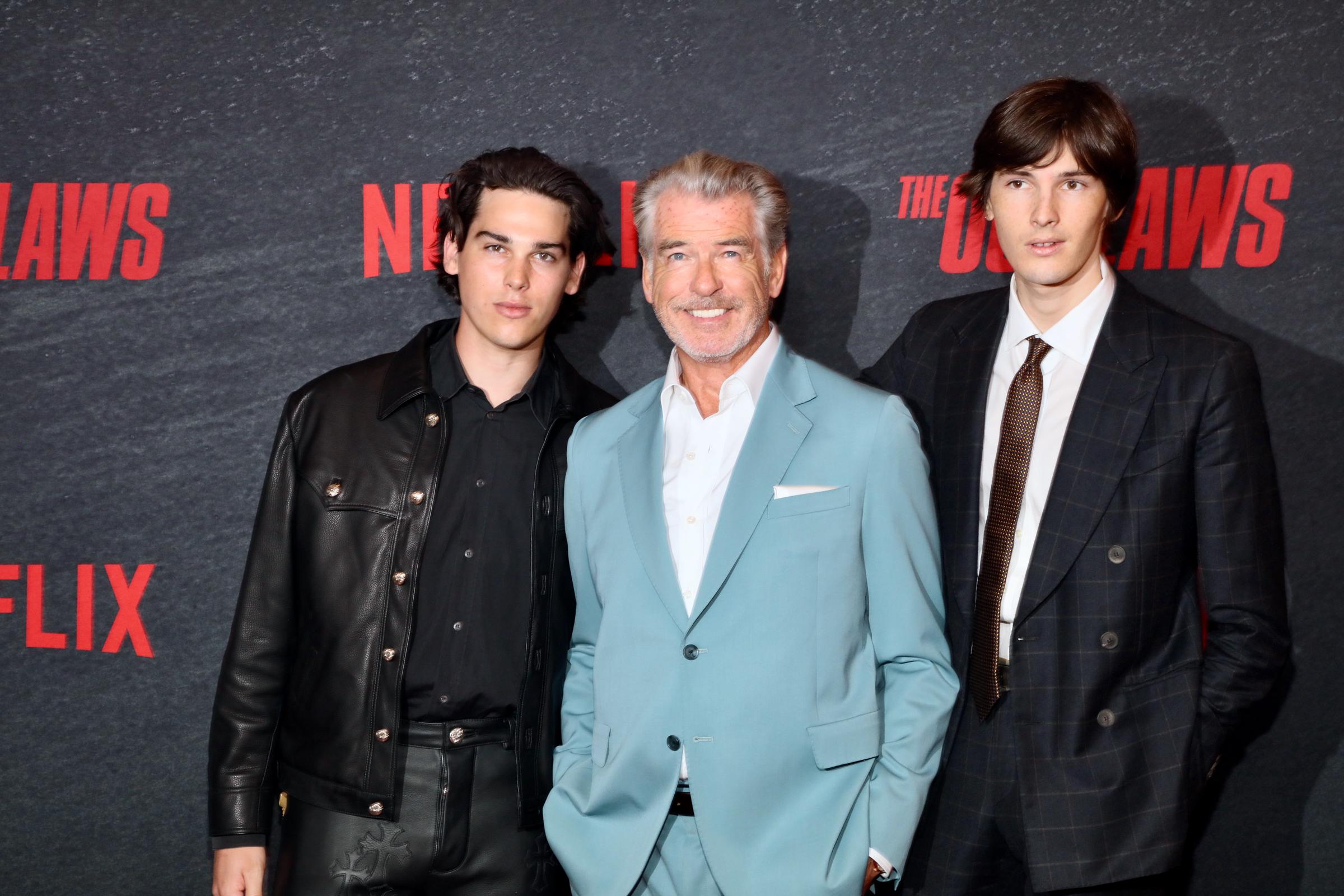 Paris and Dylan Brosnan joined their father at the Los Angeles premiere of "The Out-Laws" in June 2023. The father-son appearance came two years after Pierce spoke about how much he valued fatherhood and seeing both sons build creative lives of their own. | Source: Getty Images