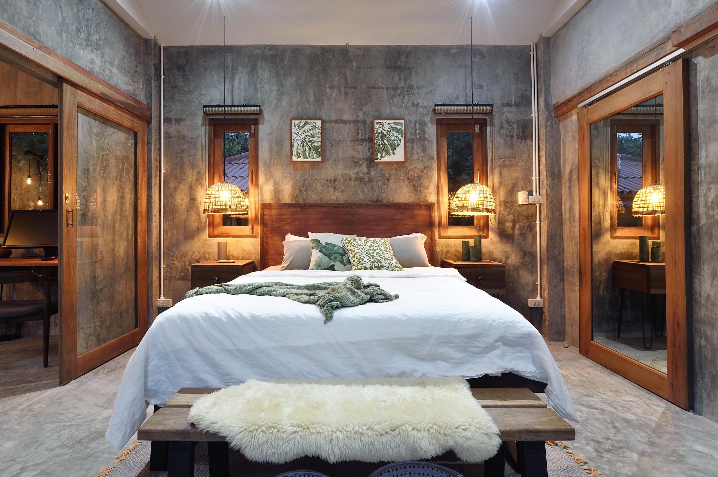 A stylish tropical bedroom at night | Source: Getty Images