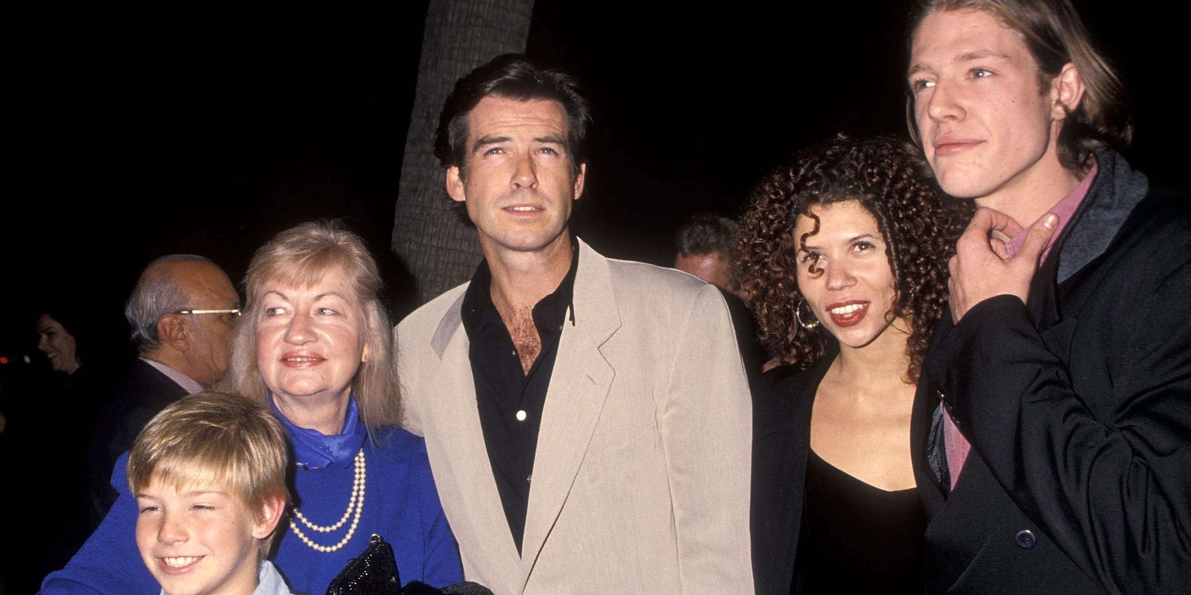 Pierce Brosnan with his mother, May Smith, and children Sean, Charlotte and Christopher | Source: Getty Images
