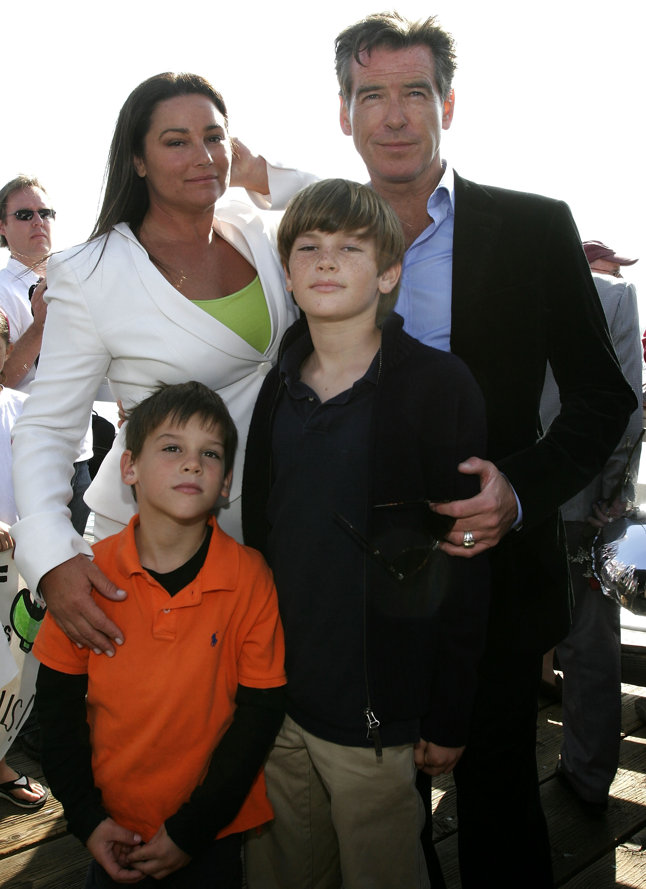 Pierce and Keely posed with a young Paris and Dylan at a March 2007 press conference in Malibu, California. The earlier family portrait offers a look back at the brothers years before they joined their parents on the "Seniors" red carpet as adults. | Source: Getty Images